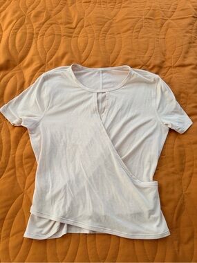 lululemon athletica Light Peach Short Sleeve Wrap Top